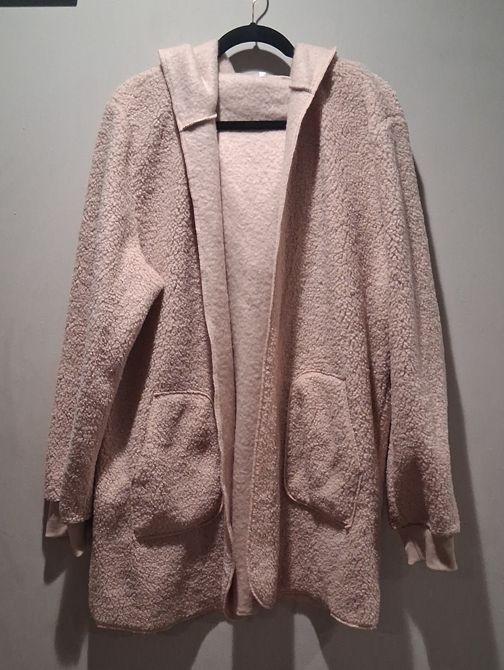 Women's Plush Hooded Coatigan in Light Pink